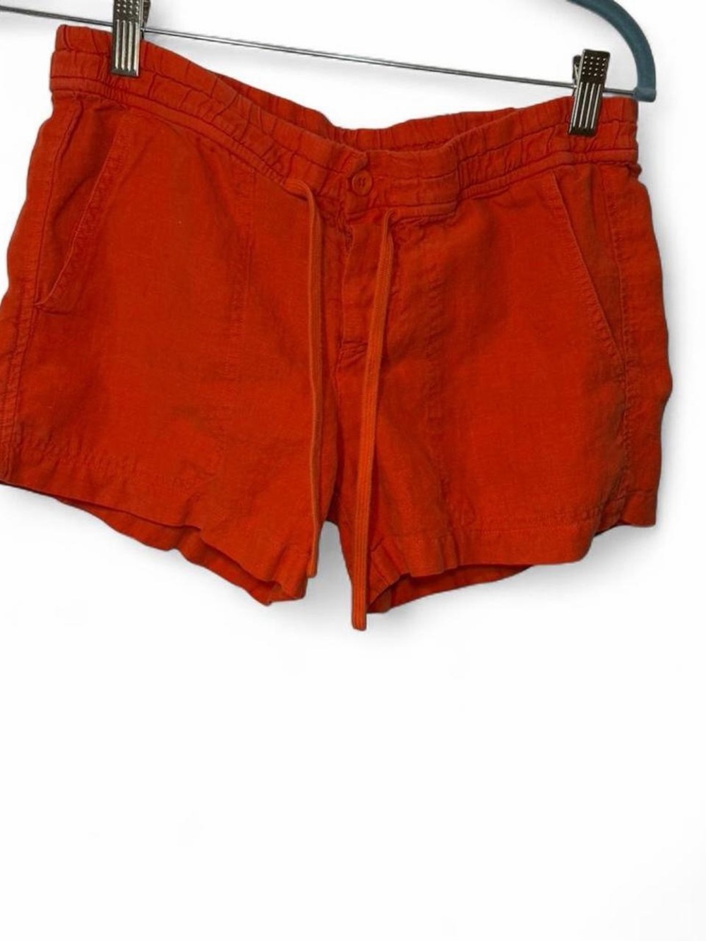 Vince Bright Orange Drawstring Linen Shorts